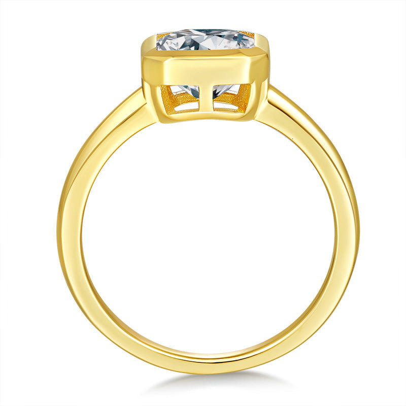 Modern Geometric D-Color VVS1 Moissanite Engagement Ring – 2 Carat Square Cut in Sterling Silver with 18K Gold Plating