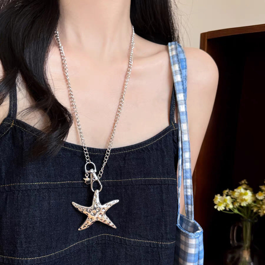 Design Sweet Cool Cold Five-pointed Star Niche Long Sweater Necklace