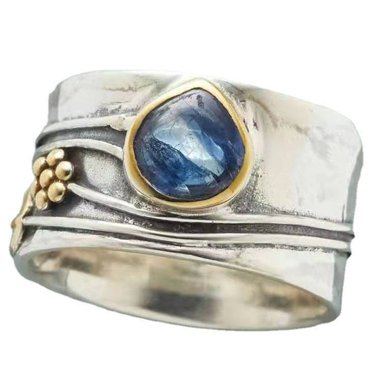 Direct Sale Sea Blue Water Drop Gem Leaves Flowers Rings