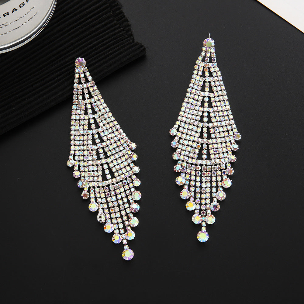 Fashion Fashionmonger Rhinestone Claw Chain Long Stud Earrings
