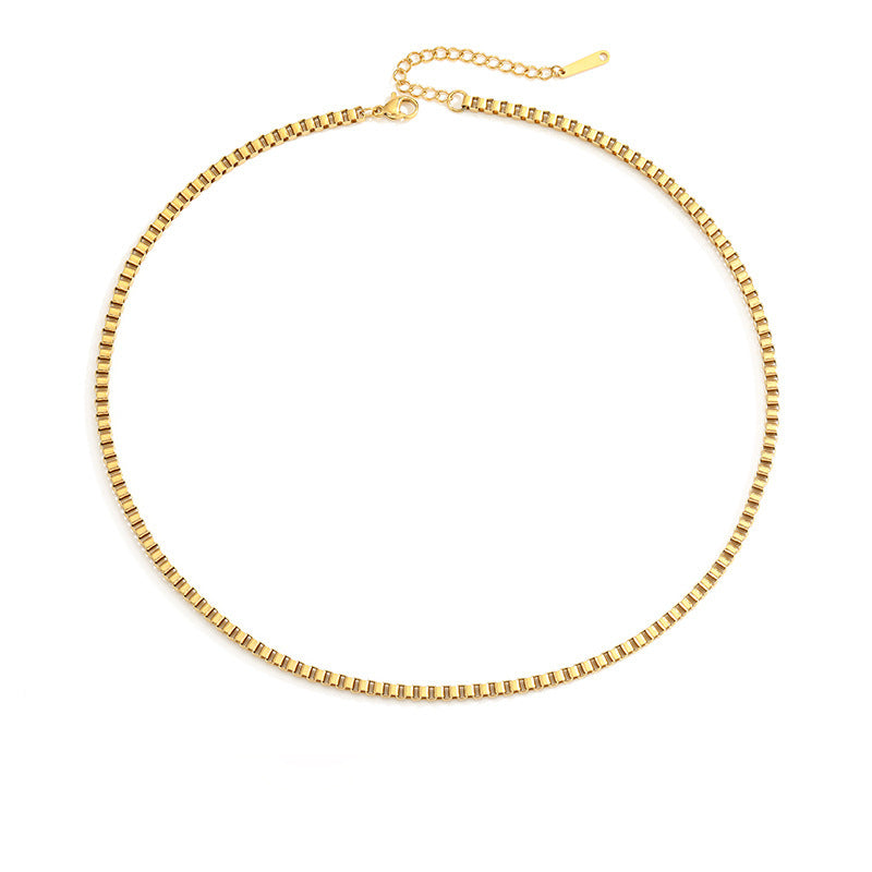 Fashion Simple Box Chain Clavicle Gold-plated Necklace