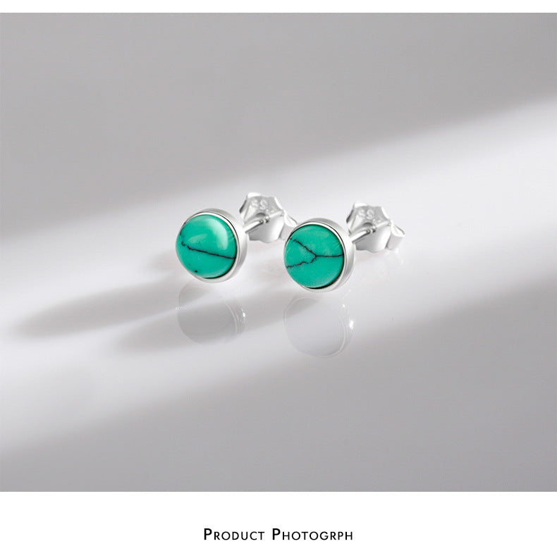 Geometric Turquoise Stud Earrings in Sterling Silver