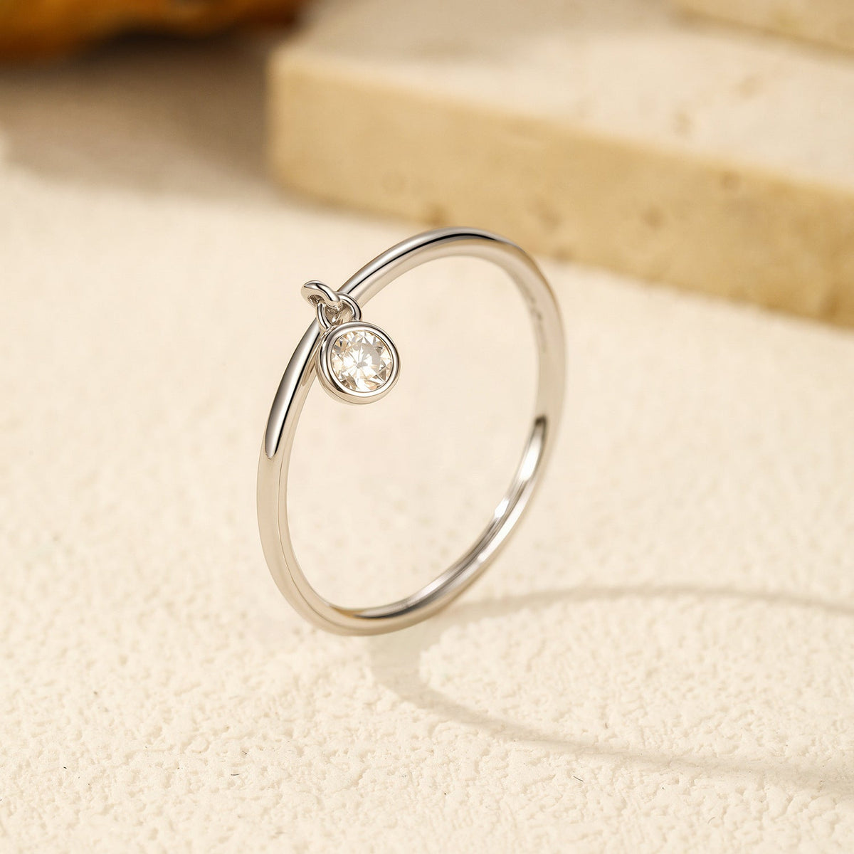 Minimalist Geometric D-Color VVS1 Moissanite Engagement Ring in Sterling Silver