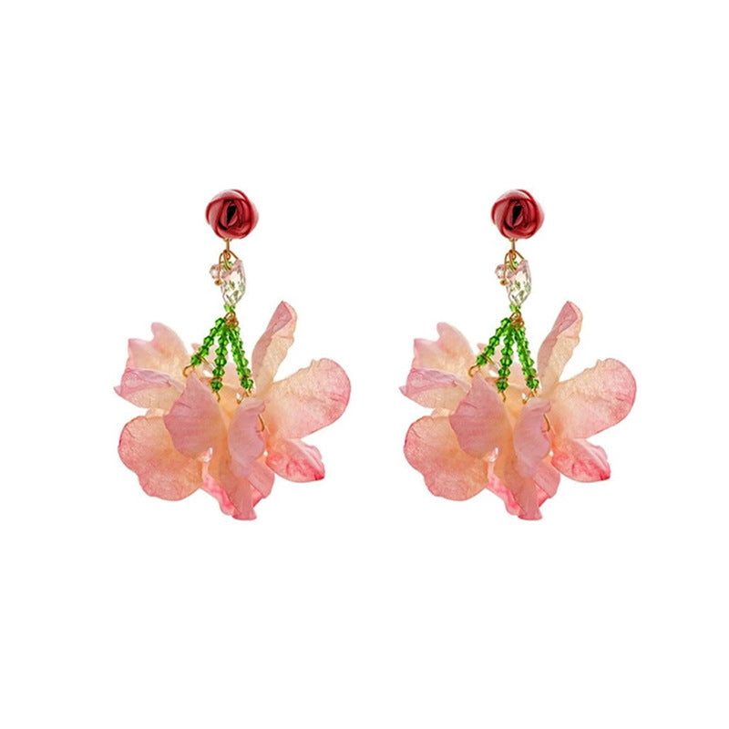 Flower Female Niche Beaded Seaside Exaggerated High Earrings