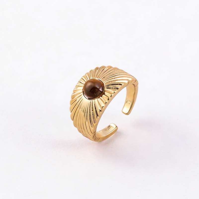 Sunflower Tigereye Female High Sense Design Rings