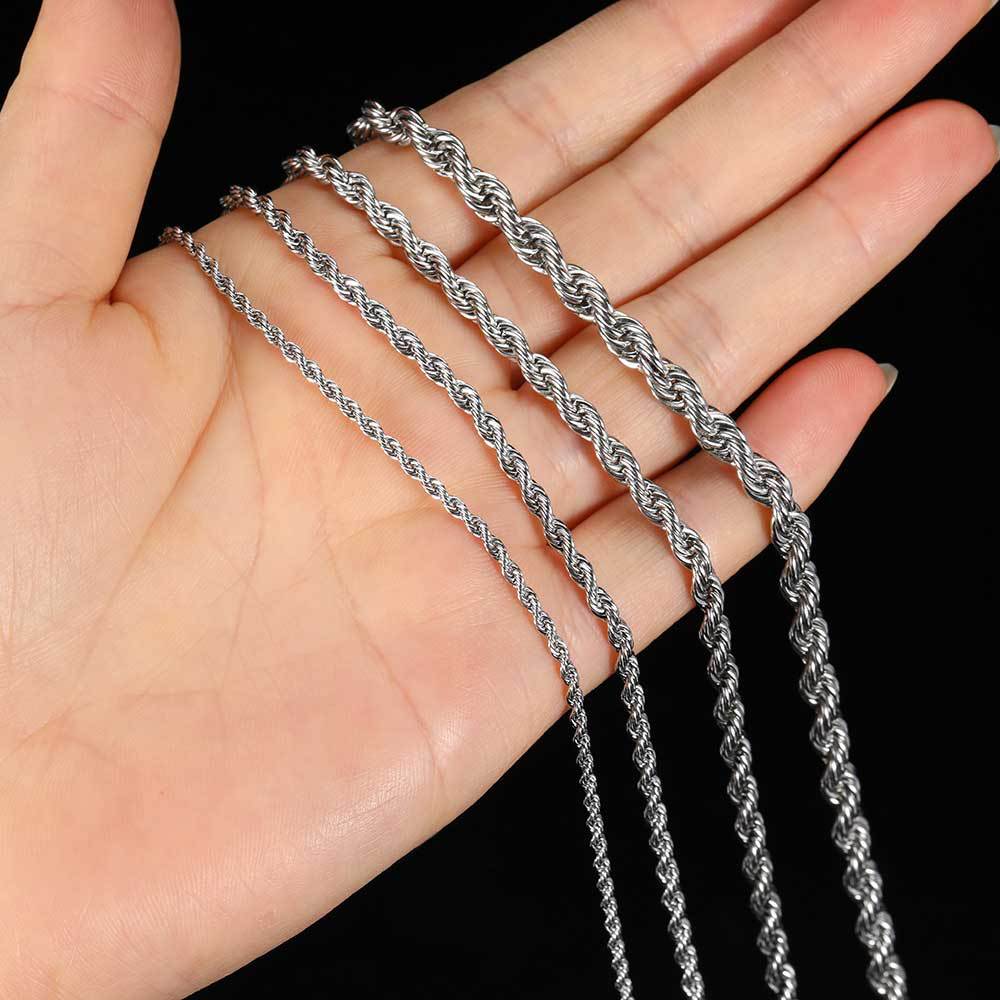 Stacking Twist Link Hip Hop Necklace & Bracelet Set in Stainless Steel – Gold or Steel Finish