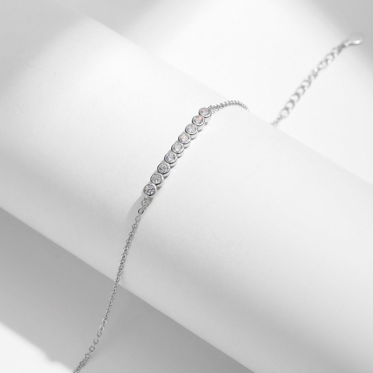 Geometric D-Color VVS1 Moissanite Accent Bracelet in Sterling Silver