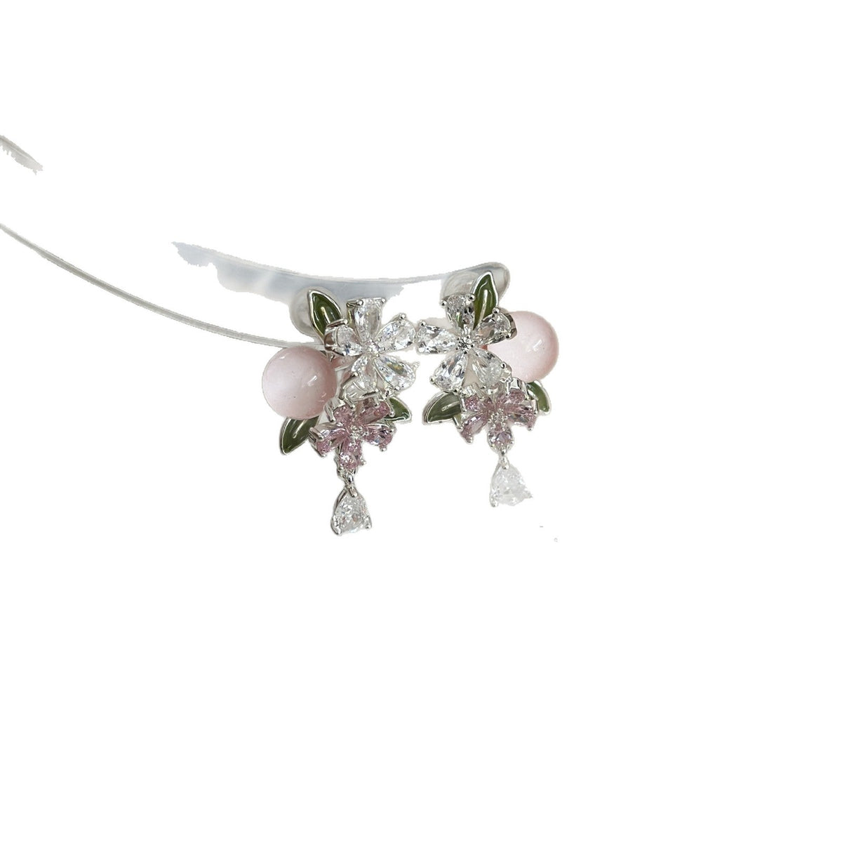 Flash Zircon Flower Water Drop Tassel Female Niche Mori Sweet Rings