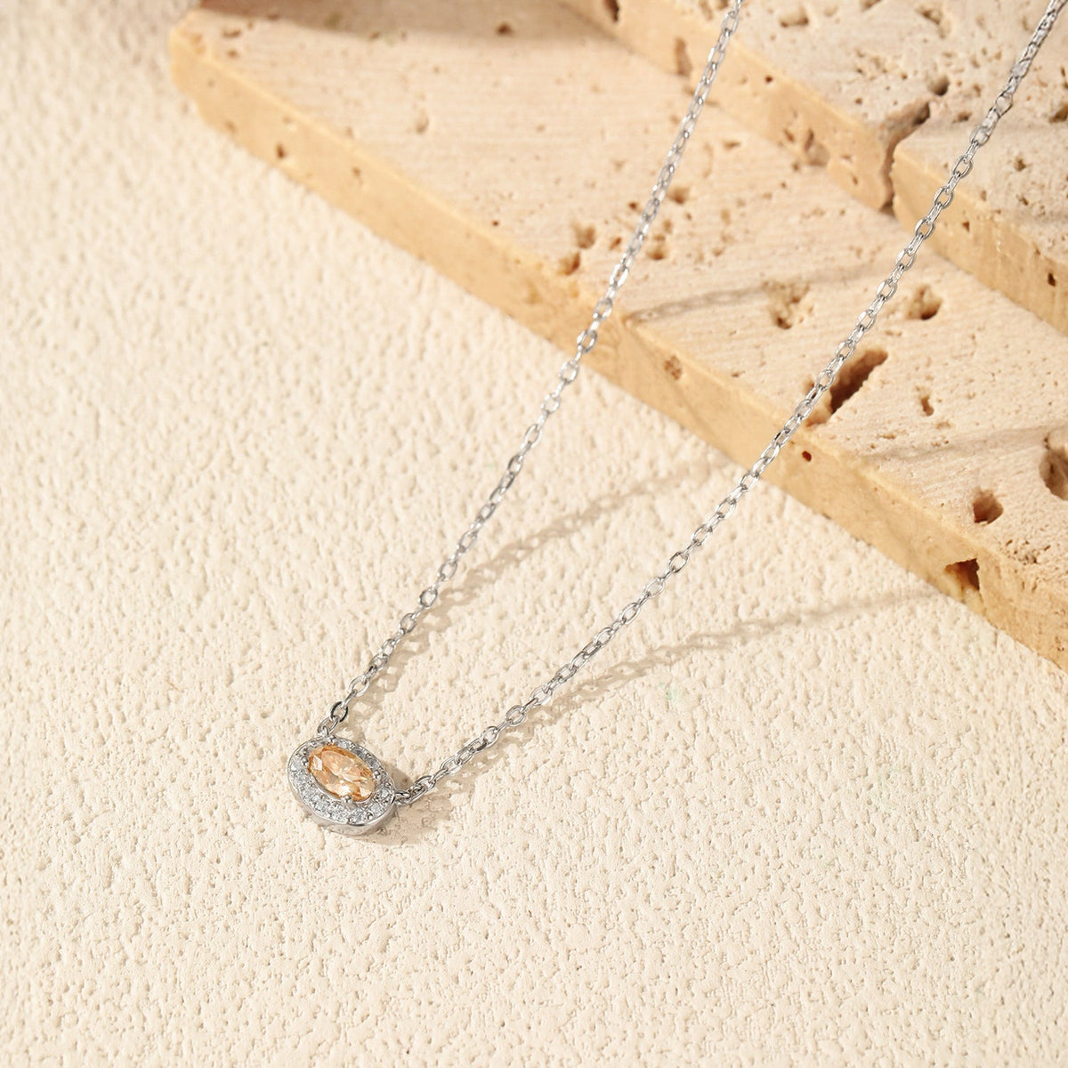 Champagne D-Color VVS1 Moissanite Pendant Necklace in Sterling Silver – Minimalist Clavicle Chain