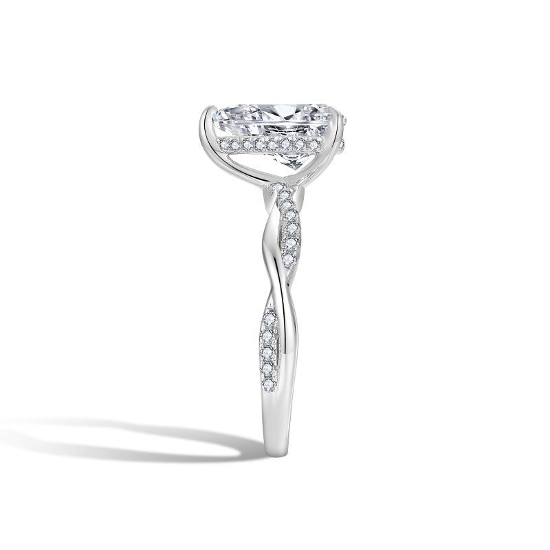 D-Grade D-Color VVS1 Moissanite Drop Ring Set – 2ct Solitaire Engagement Ring + Stackable Band for Women