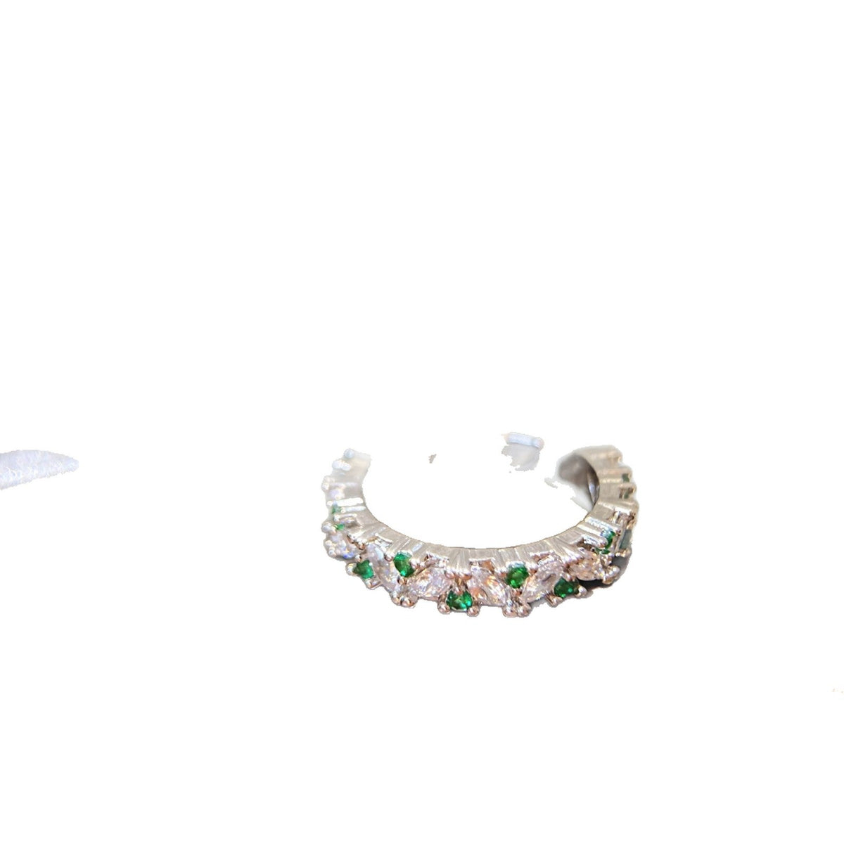 Eye Diamond Row White Affordable Luxury Style Green Rings