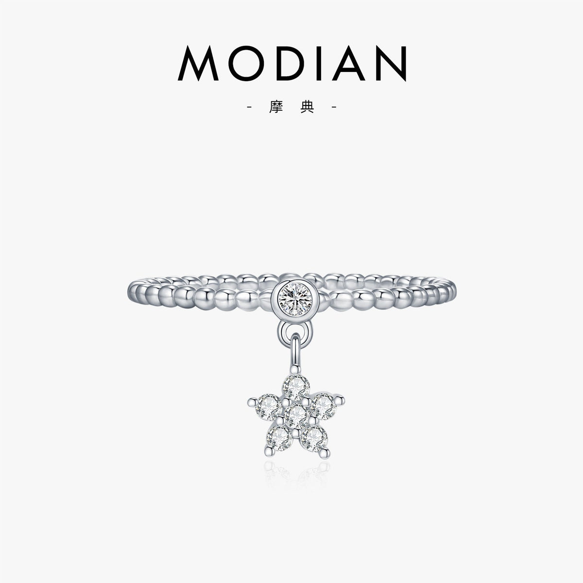 Star-Shaped D-Color VVS1 Moissanite Engagement Ring in Sterling Silver – Delicate Celestial Design