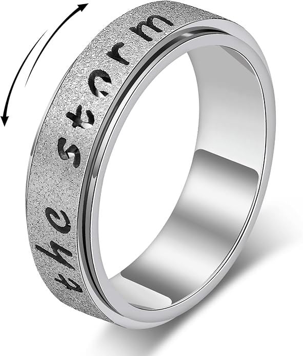Titanium Steel Frosted Letter Storm Inspirational Ring
