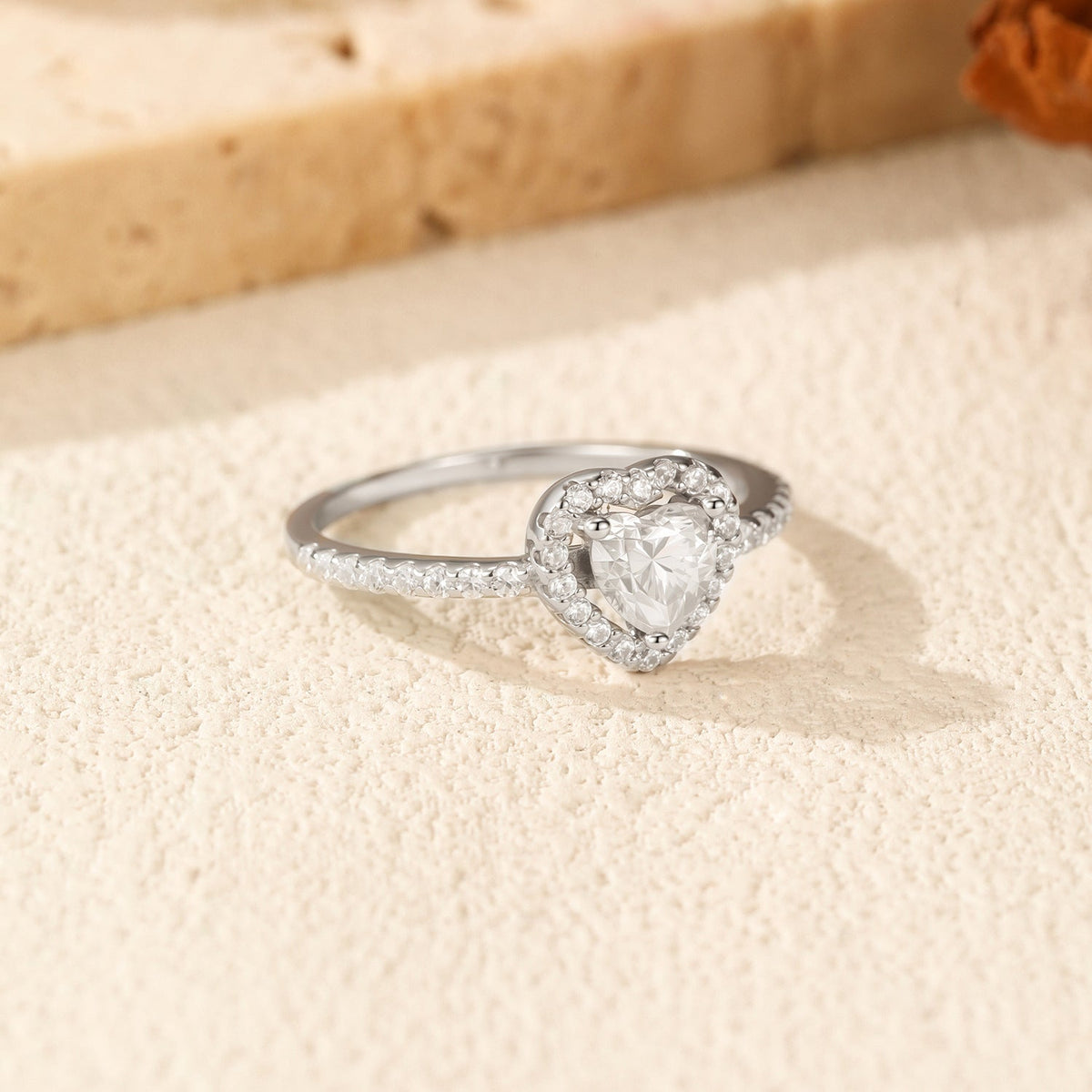 Heart-Shaped D-Color VVS1 Moissanite Engagement Ring in Sterling Silver for Women