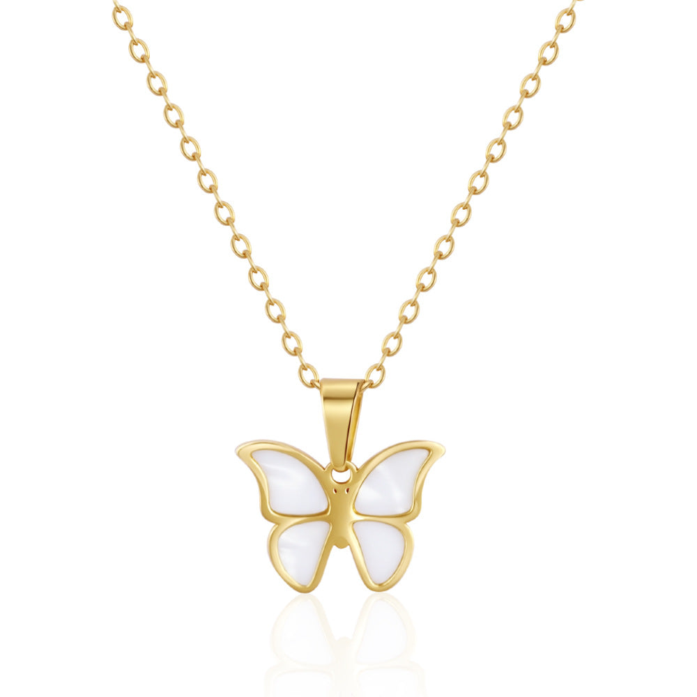 Women's Fashionable Stainless Steel Shell Butterfly Ear Earrings
