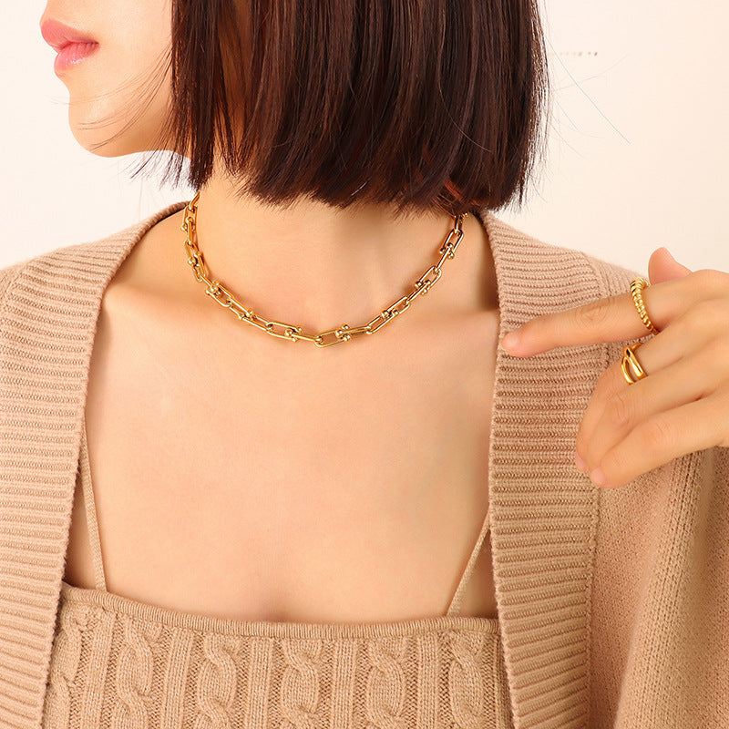Hip Hop Trend Fashion Design U-shaped Vachette Clasp Personalized Light Necklaces