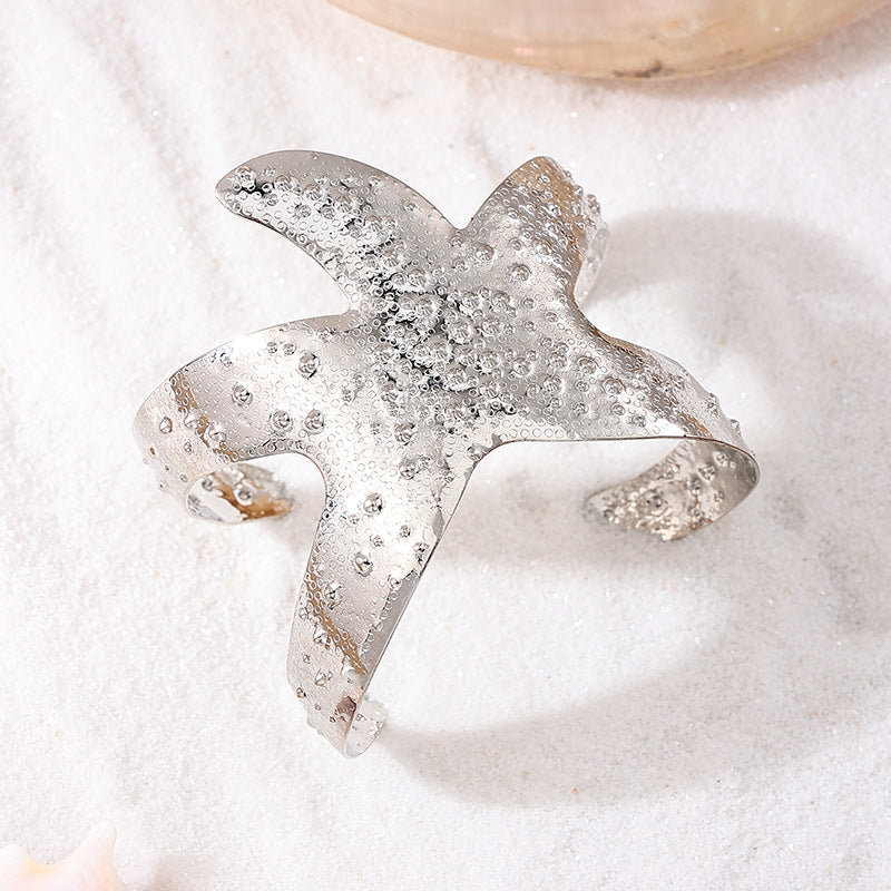 French Retro Metal Creativity Pentagram Geometry Iron Starfish Style Fashionable Bracelet