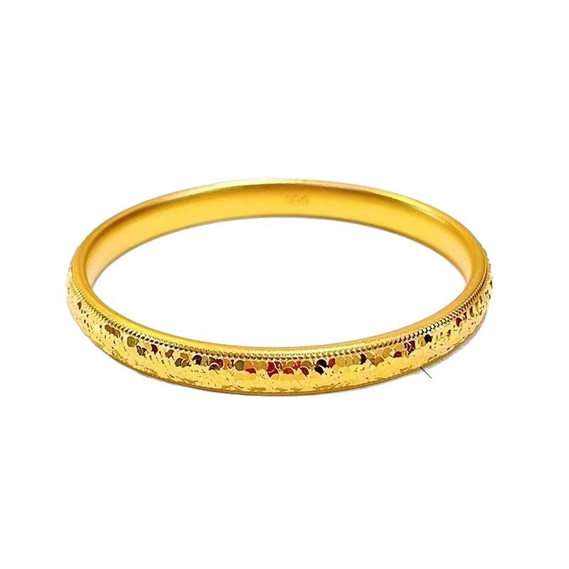 Gold Shop Alluvial Ancient Style Carved Flash Mush Ice Bracelet
