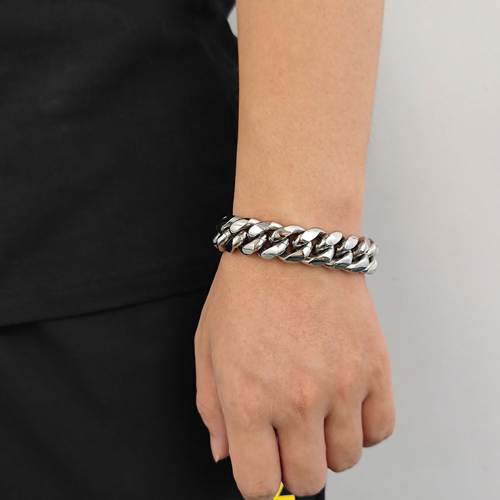 Cuban Link Hip Hop Chain Bracelet — Premium Stainless Steel, Dual-Tone Finish, Adjustable Width & Length Options