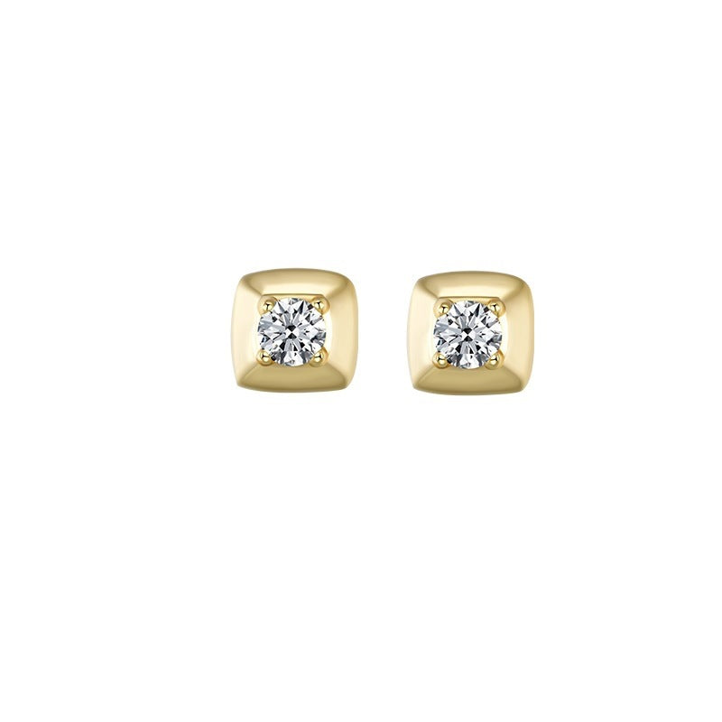 Women's Gold-plated Square Super Flash Zirconium Diamond Exquisite Stud Earrings