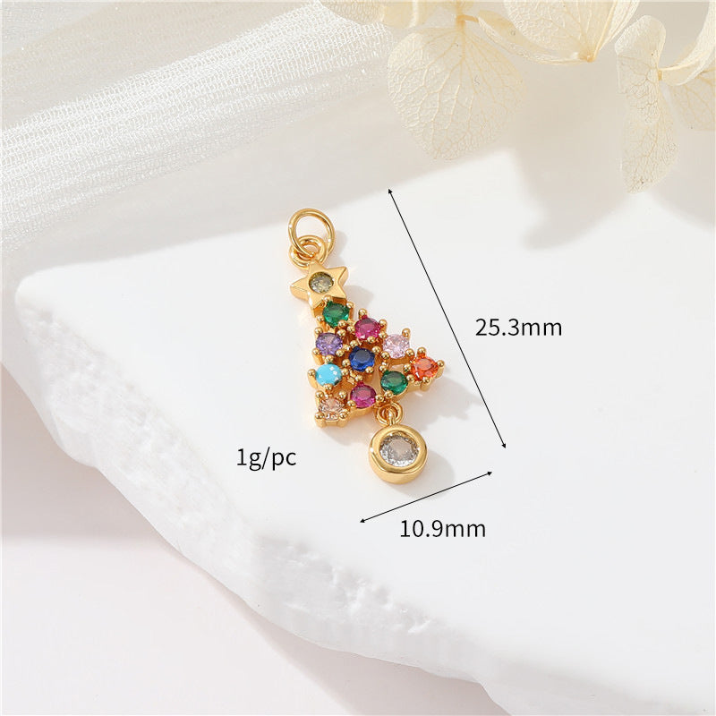 Inlaid Zircon Christmas Tree Clover Love Handmade Pendant