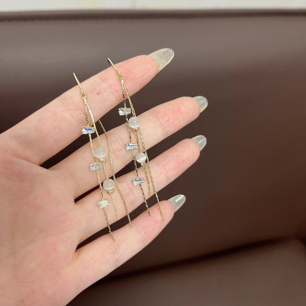 Korean Style Elegant Long Fringe Female Opal Super Flash Zircon Rings
