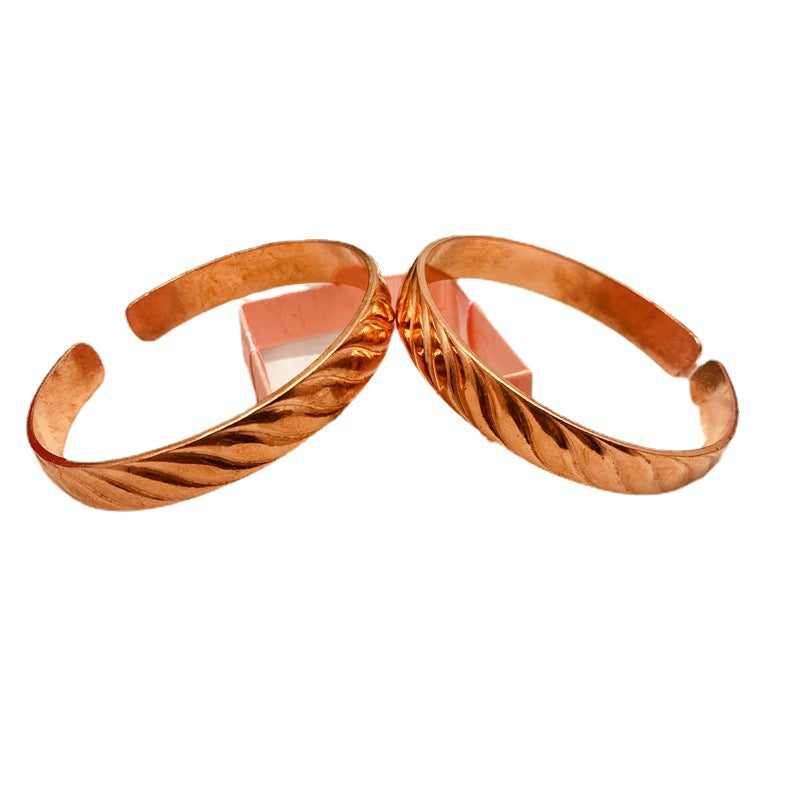 Women's & Men's Nepal Tibetan Couple Red Copper Open Bracelets