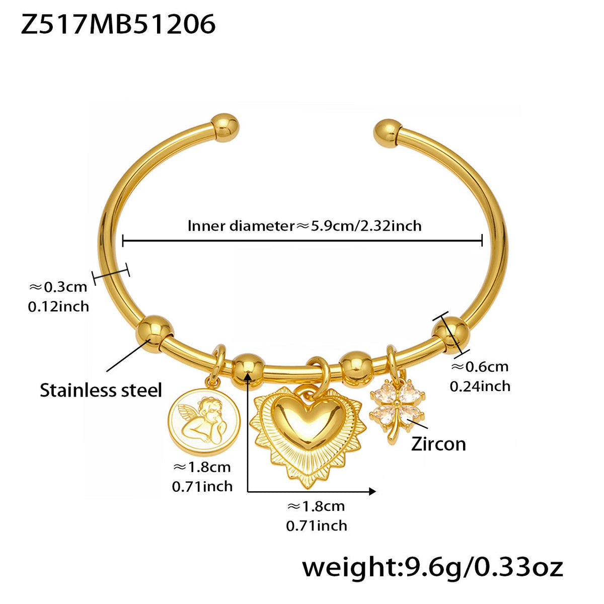 Personalized Glossy Open Stainless Steel Female Bracelet