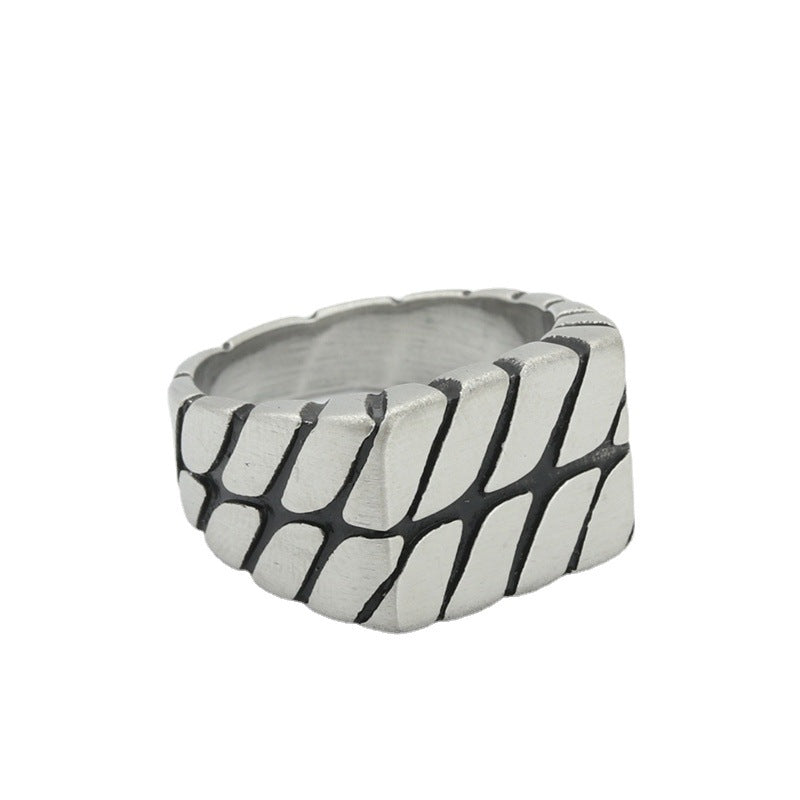 Men's Titanium Steel Twist Retro Trendy Punk Ring