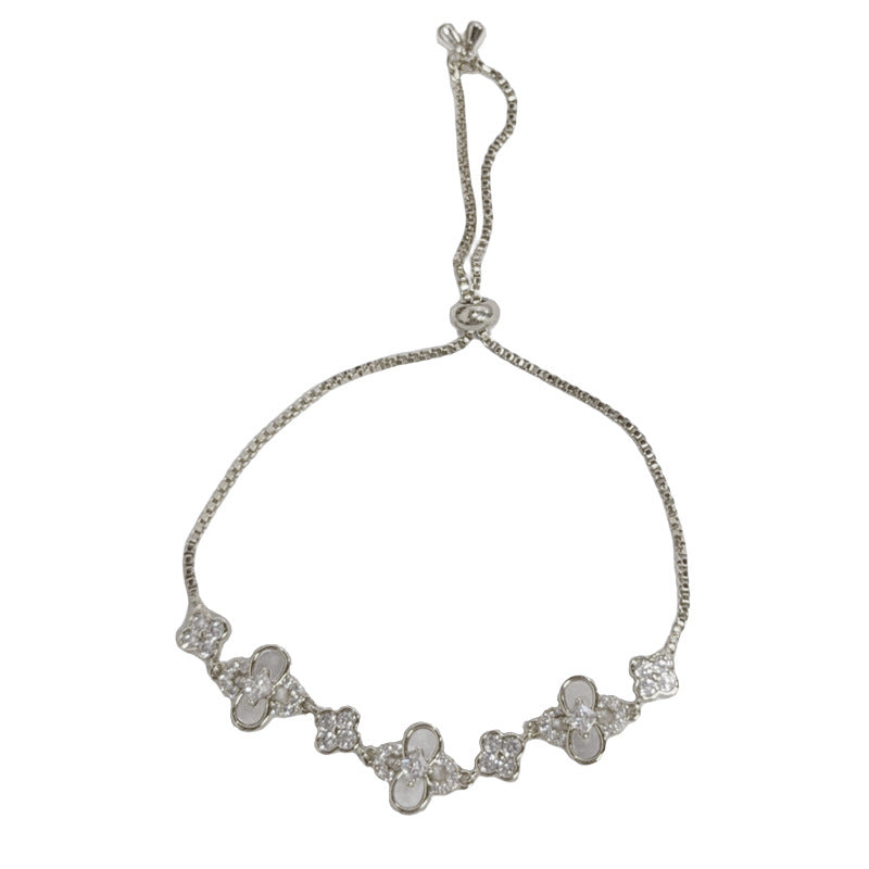 Affordable Luxury Fashion Zircon Four-leaf Flower Pull-out Bracelets
