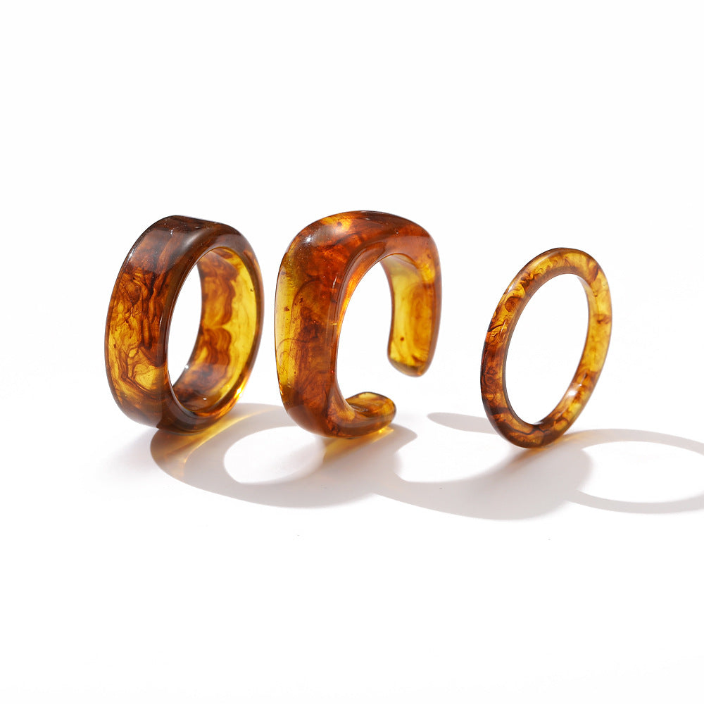 Simple Resin Pearl Female Niche Senior Acrylic Suit Ring