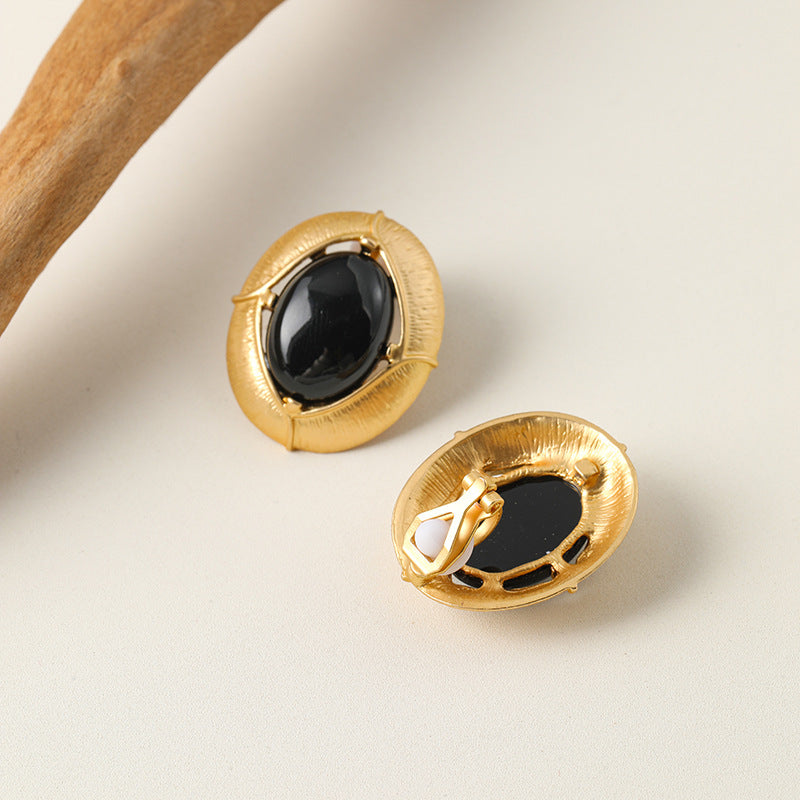 Edge Black Resin Hollow Ear Retro Artistic Earrings