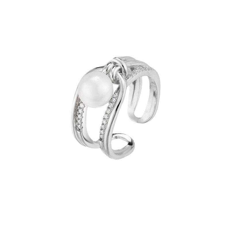 Women's Fashion Simple Cold Style Trendy Pearl Ring