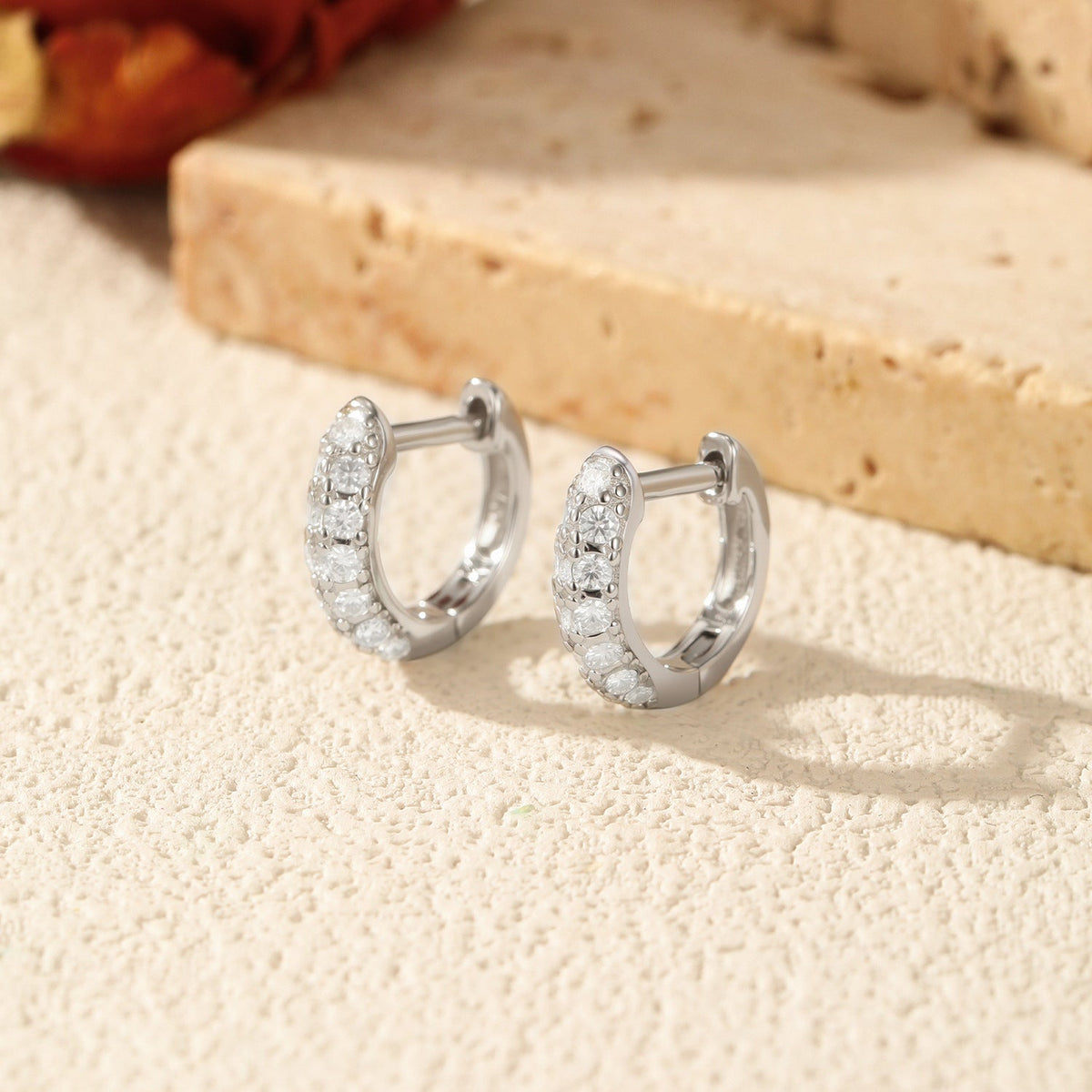 Geometric D-Color VVS1 Moissanite Hoop Earrings in Sterling Silver