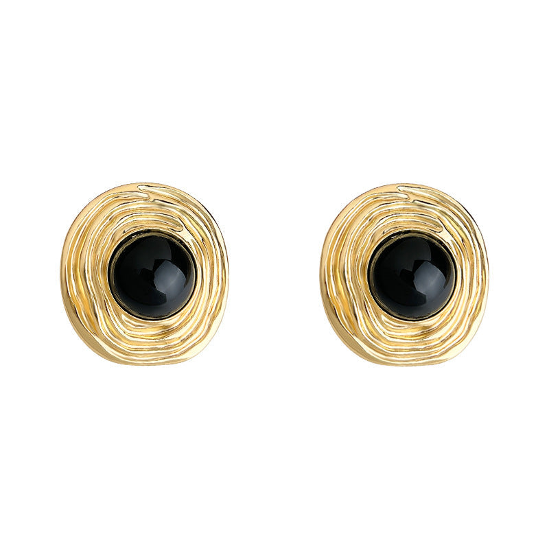 Literary Retro Simplicity Fashionable High-grade Texture Circular Antique Stud Earrings