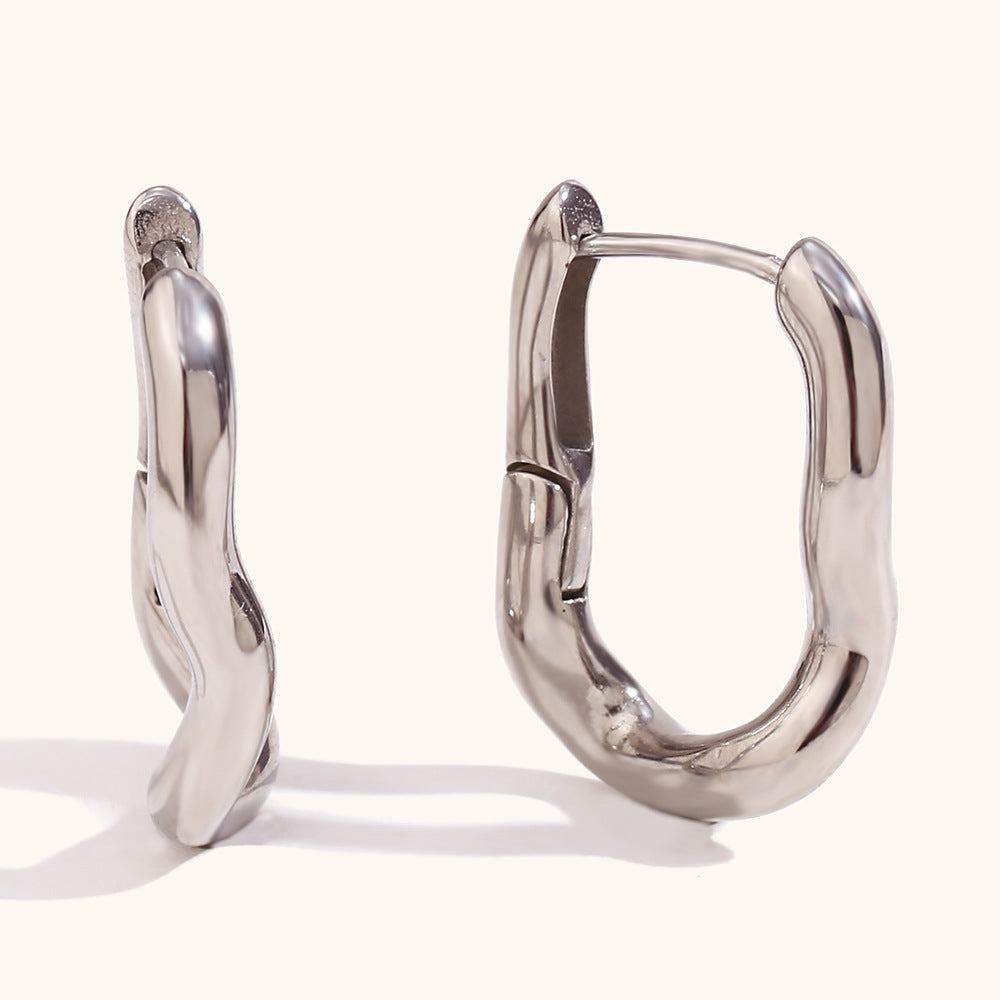 Women's Flowing Irregular Ear Clip Stainless Steel Gold Rings