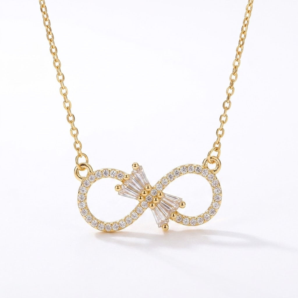 Women's Design Fashion Love Heart Bow Tie Cross Chain Simplicity Necklace