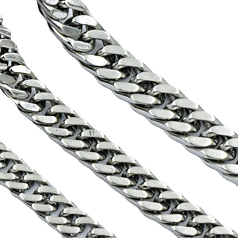 Cuban Denim Stainless Steel Double Buckle Chain Four-sided Grinding Titanium Necklaces
