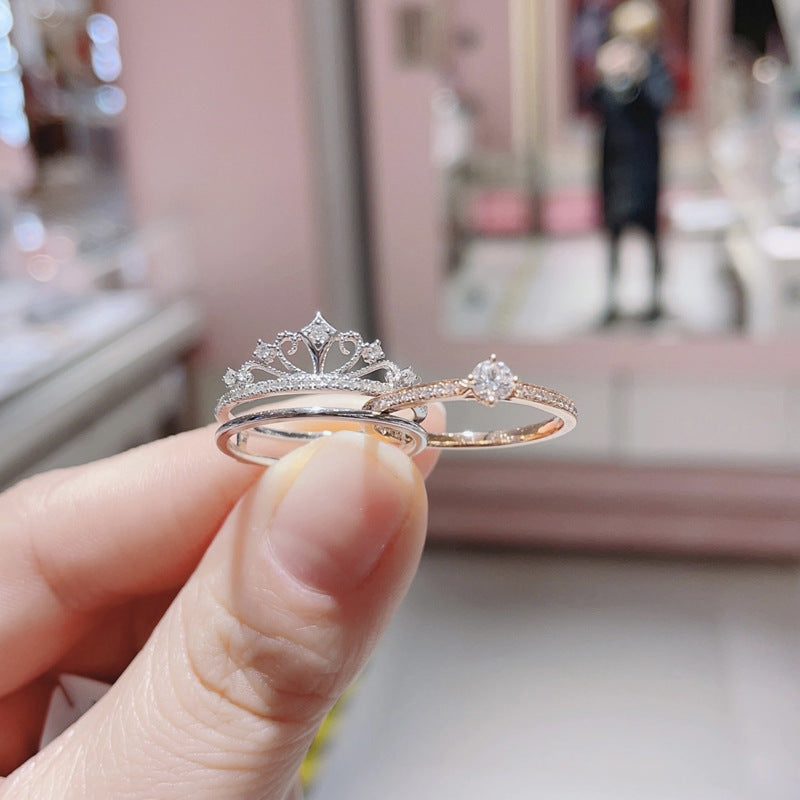 Castle Fireworks Series Crown Female Combination Couple Ring