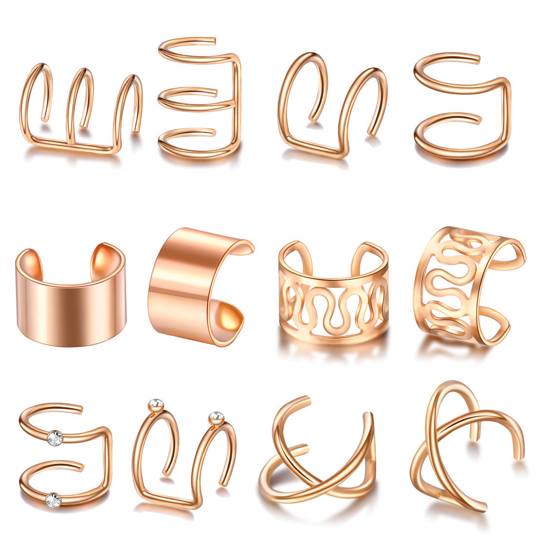 Fashion Simple Hollow Geometry Unique Bone Clips Without Earrings