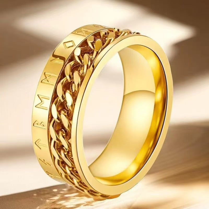 Men's Hip Hop Fashion Rotating Cold Niche Ring