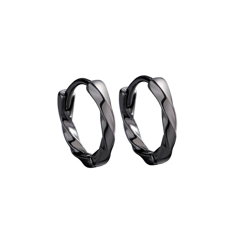 Women's & Men's Sterling Sier Glossy Twisted Ear Clip Mobius Stud Earrings