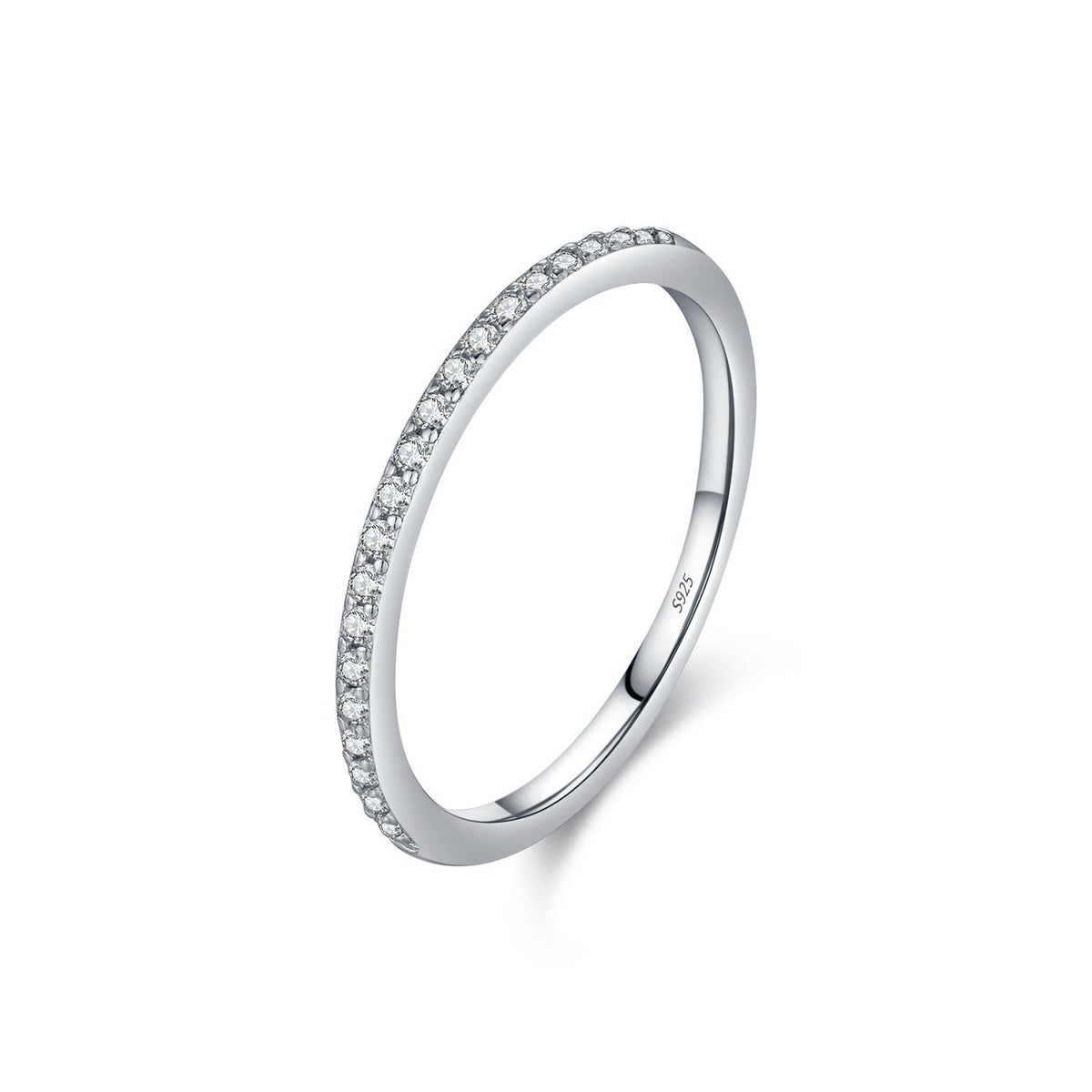 Geometric D-Color VVS1 Moissanite Band Engagement Ring in Sterling Silver