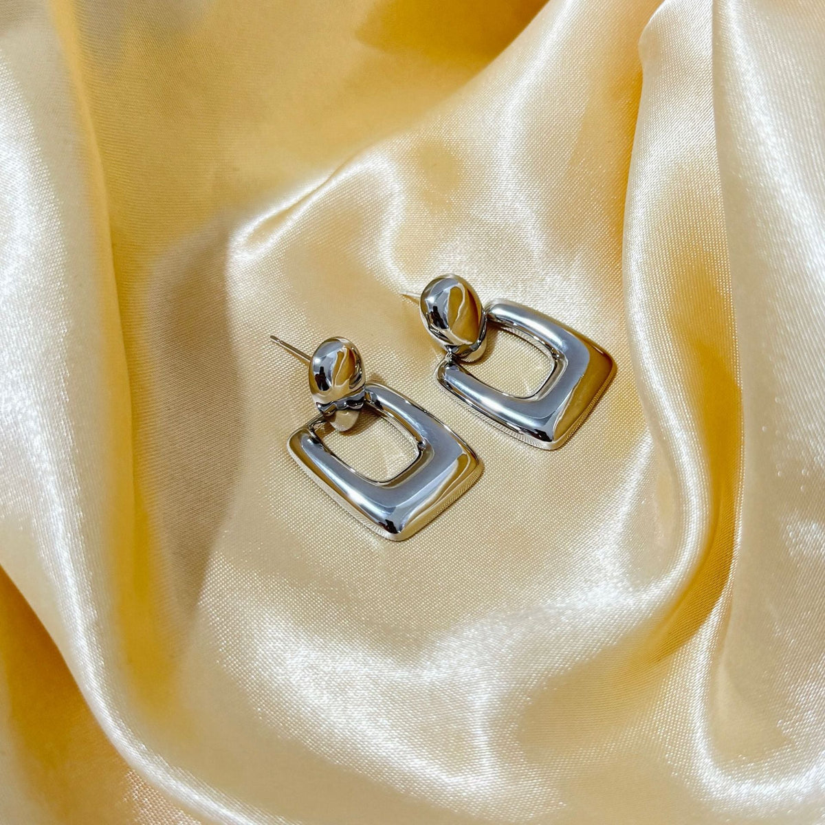 Fashion Metallic Geometric Double Layers Loving Heart Exaggerated Earrings
