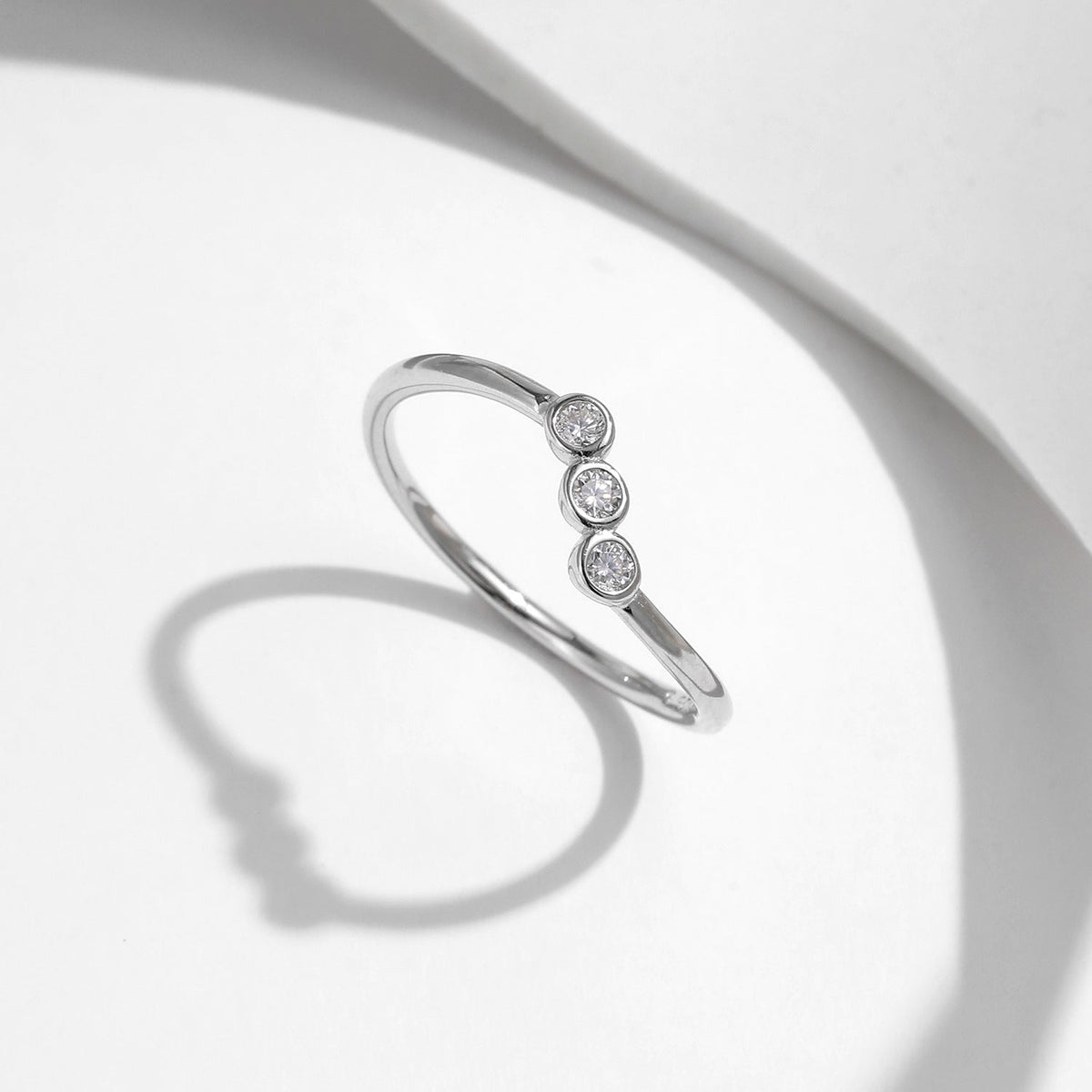 Geometric D-Color VVS1 Moissanite Accent Engagement Ring in Sterling Silver