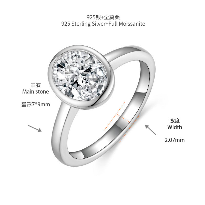 2 Carat Oval D-Color VVS1 Moissanite Solitaire Engagement Ring in Sterling Silver with 18K Gold Plating