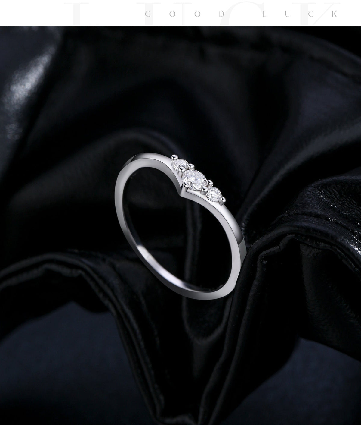 Geometric Arrow Stackable Engagement Ring in Sterling Silver with D-Color VVS1 Moissanite Accents