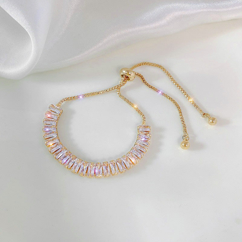 Super Flash Light Luxury Full Rhinestone Zircon Design Pull Bracelets