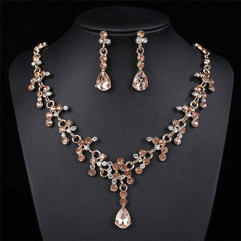 Bridal Zircon Two-piece Simple Rhinestone Wedding Chain Dress Jewelry Set