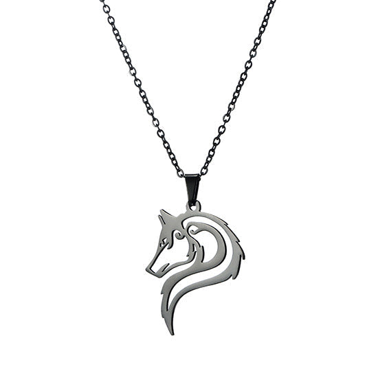 Men's Ornament Stainless Steel Norwegian Wolf Head Charm Necklaces